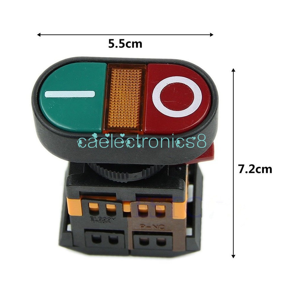 ON-OFF START STOP Push Button w Light Indicator Momentary Switch Red ...