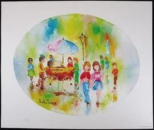 HILDA RINDOM, Offset Lithograph, Street Vendor, Signed Numbered