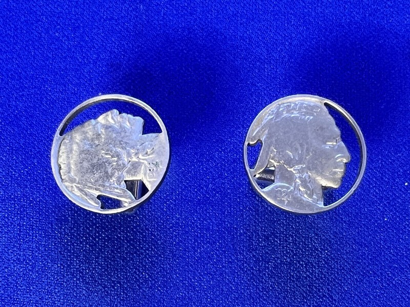 Buffalo Nickel Cutout Coin Vintage Cuff Link Set