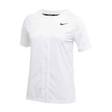 Nike Womens Vapor Select Full Button Softball Jersey - AV6719 106 - White - Sz L