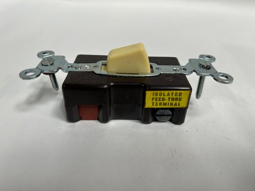"2" NEW Vtg Hubbell 1251-I Ivory Single Pole Presswitch Wall Light Switch (A6) - Picture 6 of 14