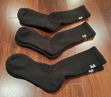 NEW other 3 Pairs Black Crew Socks Mid-Calf Men's Shoe Size Between 6 and 12
