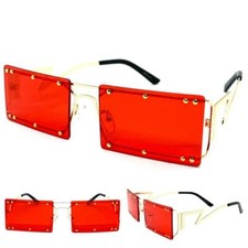 Funky Retro Modern Futuristic Punk Rock Party Club Rave SUN GLASSES Gold Frame