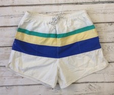 Vtg 80s 90s Oceanside Mens 36/38 Swim Trunks Shorts Colorblock White Preppy