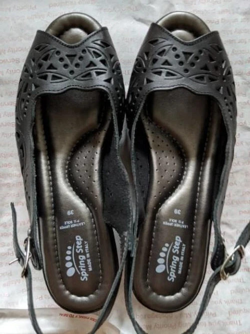 Spring Step ORELLA Sandal Black Leather Slingback Platform Wedge size 8 1/2 (39) - Image 2 of 4