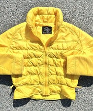 Vintage Roffe Cropped 80s Retro Down Ski Jacket Womens Size Medium Bright Yellow