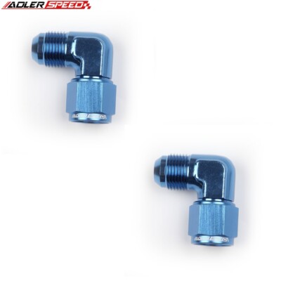 US STOCK 2PCS 90 Degree 10AN Female To AN-10 Male Aluminum Fitting Adapter Blue