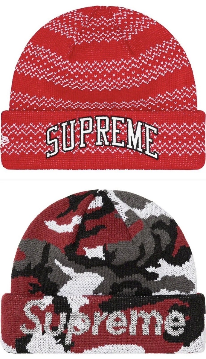 Supreme New Era Split Beanie Red- DSWT new supreme beanie