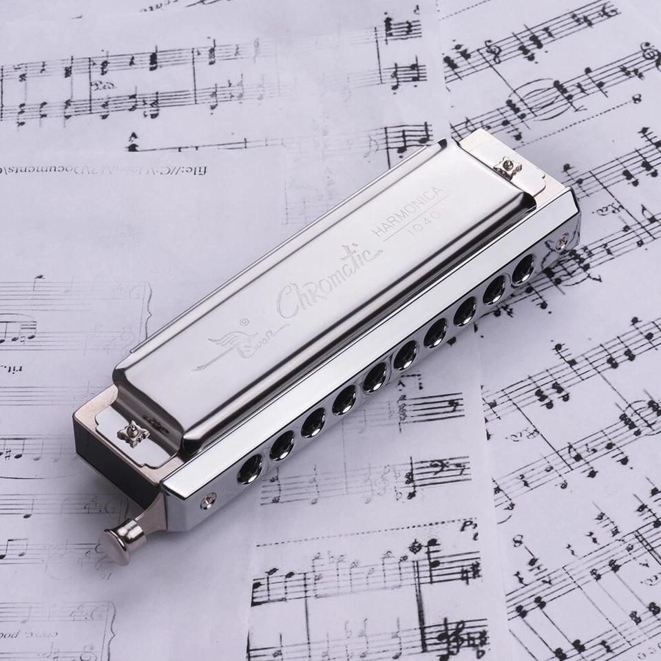 Swan Chromatic Harmonica 10 Holes 40 Tones Key of C Silver with Storage Box S2F7 - Image 4 of 4