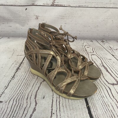 OTBT Sandals Womens 6.5M Nomad Nomadic Leather Brown Gladiator Wedge