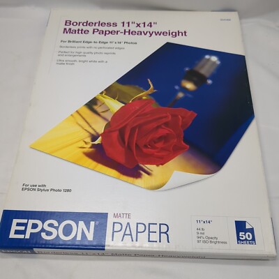 Epson Borderless 11x14 Matte Paper-Heavyweight S041468 Epson Stylus Photo 1280