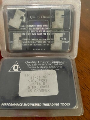  Quality Chaser Co. (4)Thread Chaser #2-56 - NC 5/16D 5 Hk.Brass, 45 Chamfer NEW