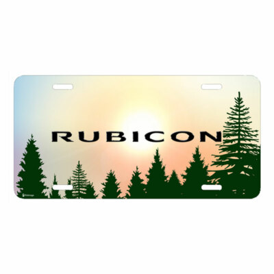 Jeep Rubicon Green Forrest Sillhouette Graphic Aluminum Car License Plate
