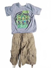 Kids' TMNT Graphic Tee and Cargo Shorts Set, Size 4