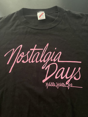 Vintage Walla Walla Nostalgia Days T-Shirt, Black - Size: XL - Jerzees Tag
