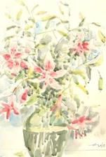 1985 Watercolour - Pink Blooms