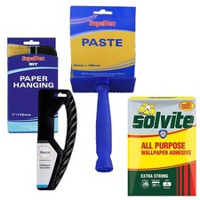 Wallpaper Hanging Essentials Kit Adhesive Brushes Smoother Decorating Set