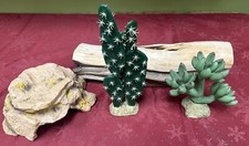 4pcs Reptile Shelter Cave , Log , Cactus , Succulent Decorations Bearded Dragon
