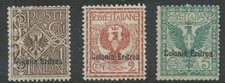 ITALIAN ERITREA 1903 Eagle w Coat of Arms Shield Italy MiNo. 74-76m Print *