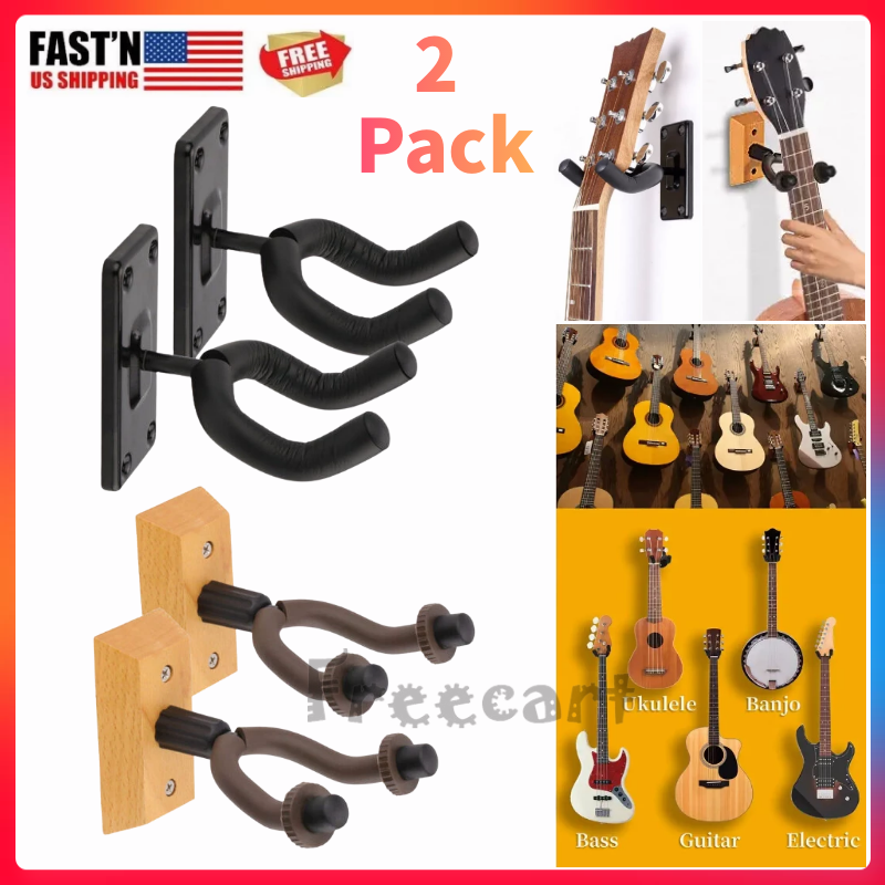 2Pcs Guitar Hangers Rack Adjustable Instrument Display Wall Mount
