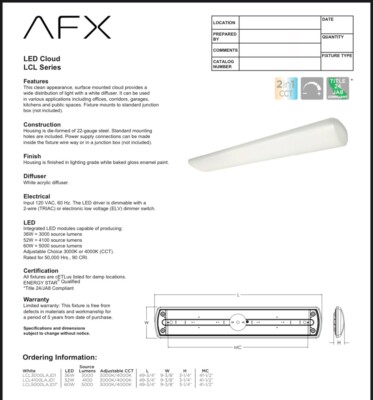 AFX Lighting LED Cloud LCL Series LCL3000LAJD1