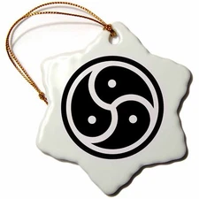 3dRose BDSM symbol 3 inch Snowflake Porcelain Ornament