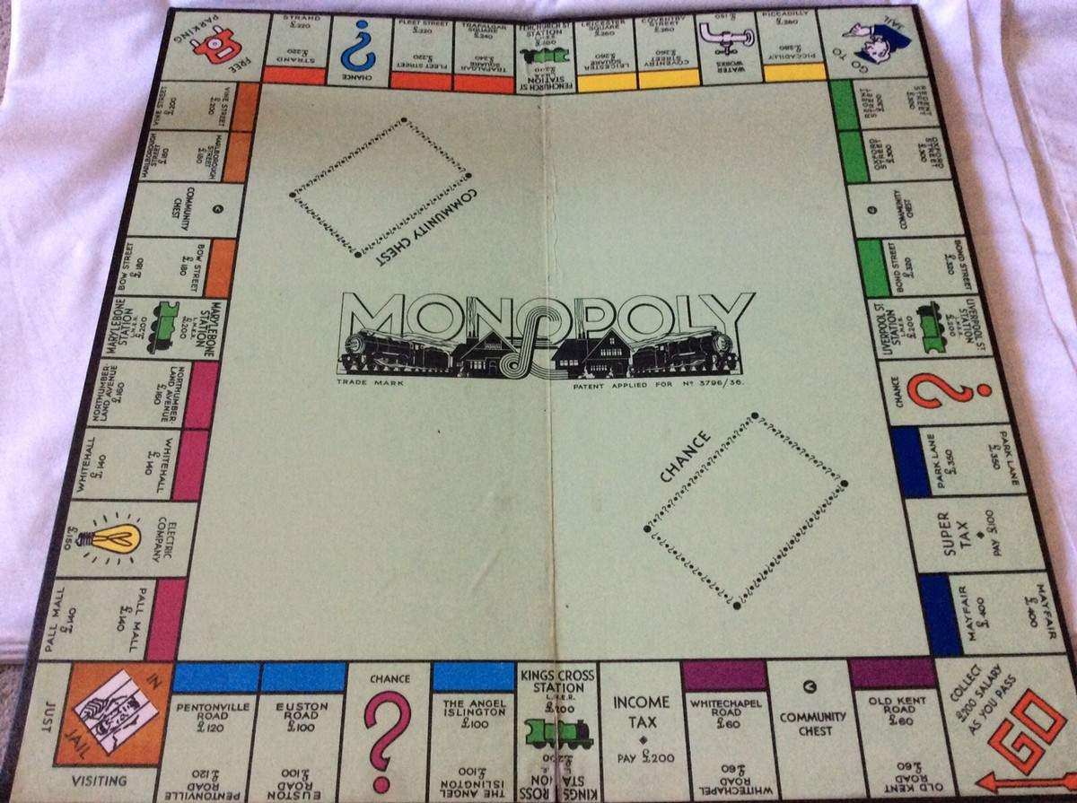 Ancien Jeu Monopoly Années 40 Complet – Boîte Et Jetons D’origine, Brevet N° 3796-36
