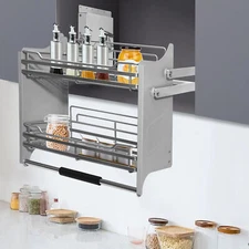 2-tier 56.2*28*56cm Cabinet Pull-down Shelf Pull-down Dish Rack Space-saving