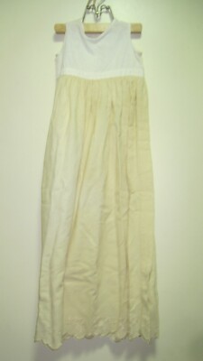 VTG HANDMADE SLEEVELESS DOLL LONG DRESS W/EMBROIDERED HEM