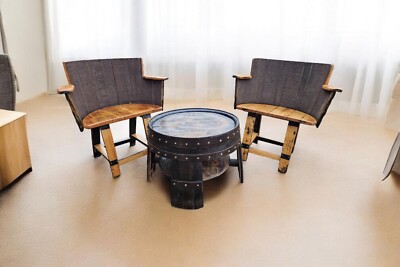 Rustic Whiskey Barrel Furniture Set with Recycled Barrel Chairs