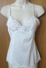 JCPENNEY LOVELY WHITE nylon camisole slip top 3" LACE LINGERIE sz 34 / 12