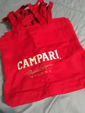 CAMPARI RED / WHITE TOTE BAGS SET OF 6 SIZE 15X14 BRAND NEW