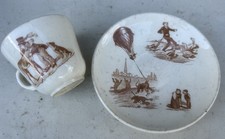 Dînette Faïence Ancienne XIXeme Vaisselle Tasse Montgolfière Poupée Jouet Ancien