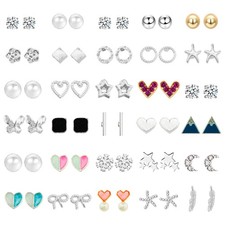 30 Pairs Colorful Cute Earrings for Girls Sensitive Ears Hypoallergenic Girl Stu