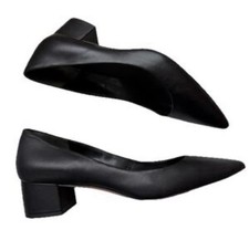 Via Spiga Black Leather Pointed Low Block Heel Pumps 6M