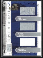 Ted Williams/David Ortiz/Dustin Pedroia 2016 Leaf Holiday Bonus Famous Fabrics