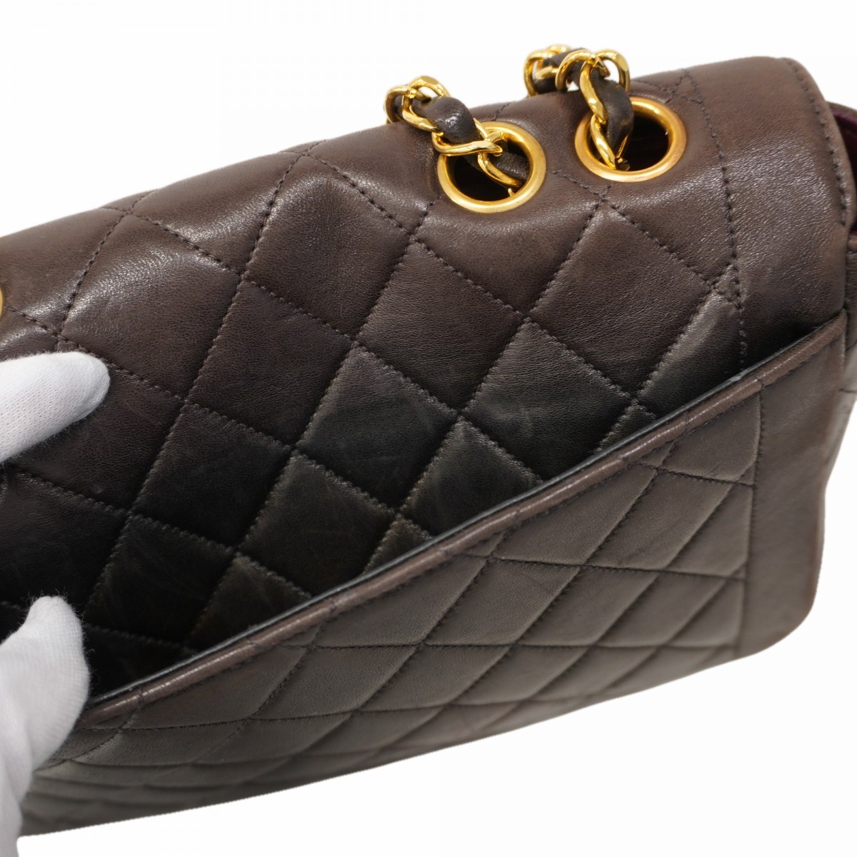 Auth [6ba1137] CHANEL Shoulder Bag Matrasse WChain Lambskin Black Gold metal... thumbnail 9