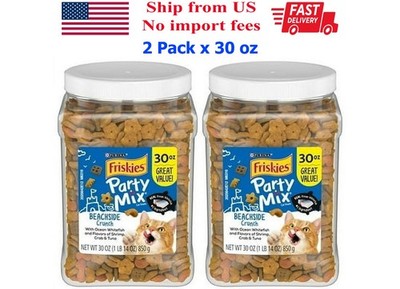 Purina Friskies Party Mix Cat Treats, Beachside Crunch Snacks, 60 oz Canister