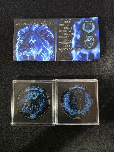 John Wick 1 Ounce Silver Continental.  Colorized 2025 BLUE And BLACK Design 2X!