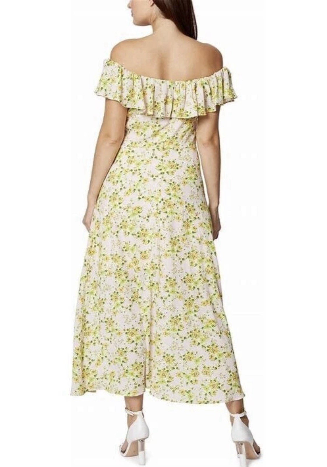 BCBGeneration Off Shoulder Floral Dress Size 10 Pink/Yellow English Rose NWT image 2