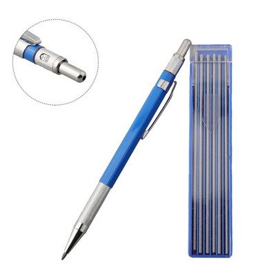 Silver Streak Welders Pencil with 12 Pcs Round Silver Refills, Metal Marker