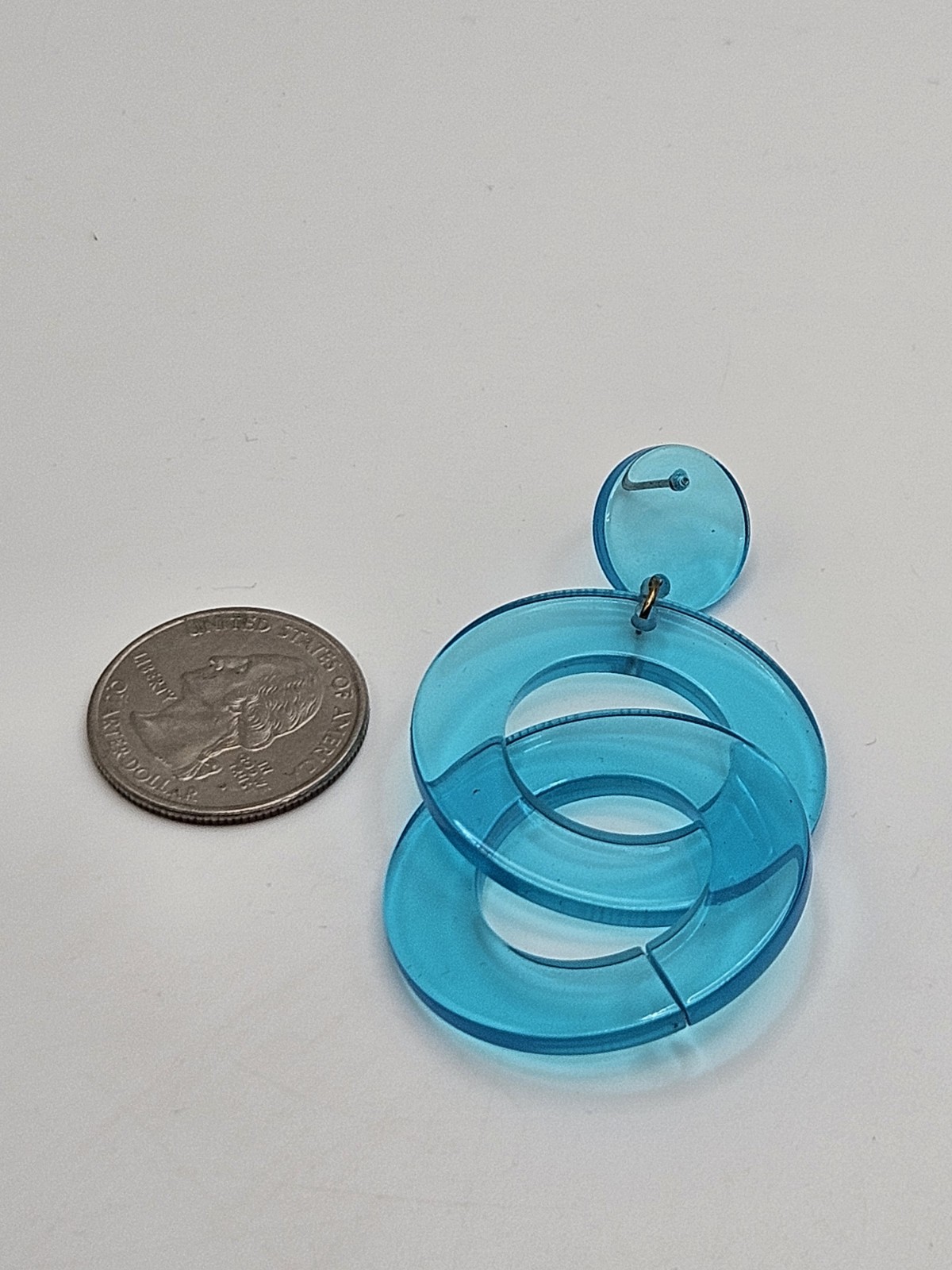 Blue Translucent Acrylic Dangle Pierced Earrings - image 8