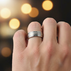 6mm Tungsten Wedding Band in Silver Tone With Brushed Matte Core & Polished Rim — photo 6