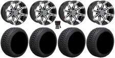 GTW Tempest 12" Golf Cart Wheels Machined 215x35 Cruze Tires E-Z-GO & Club Car