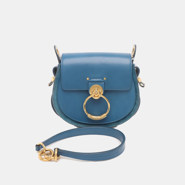 Authentic CHLOE Tess Small Blue Grained Leather Shoulder Bag – Excellent Cond.