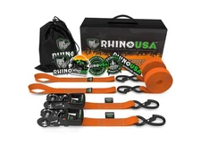 Rhino USA HDKIT-2PK-ORG 1.6" x 8' HD Ratchet Tie-Down Set 2-Pack Orange