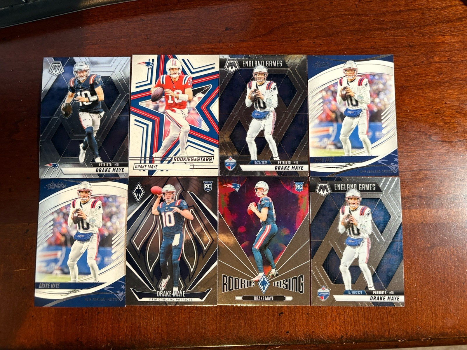 LOT OF 8 Drake Maye NFL Football Cards 2x 2024 RC 6x 2025  Base/Inserts Patriots