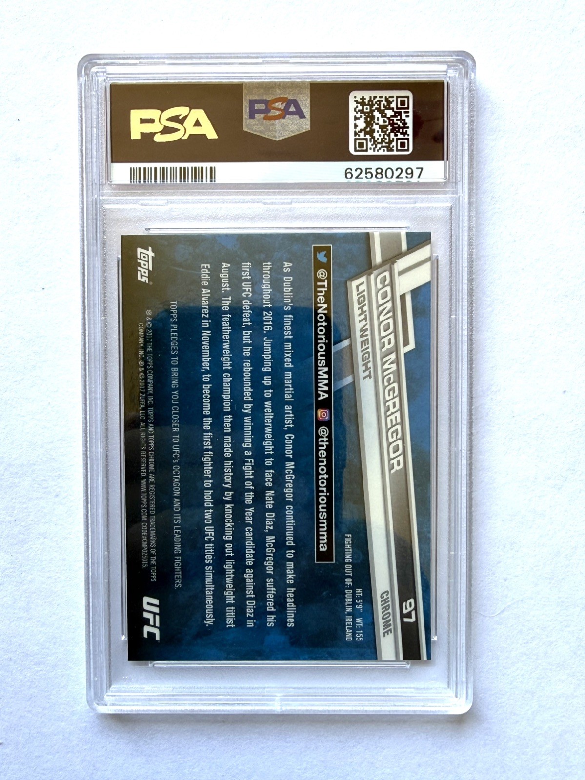 Conor McGregor 2017 Topps Chrome UFC Card #97 PSA 10 GEM MINT view 2