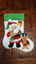  Rare Vintage Bucilla "Salute To Christmas" Completed Felt/Sequin Stocking...