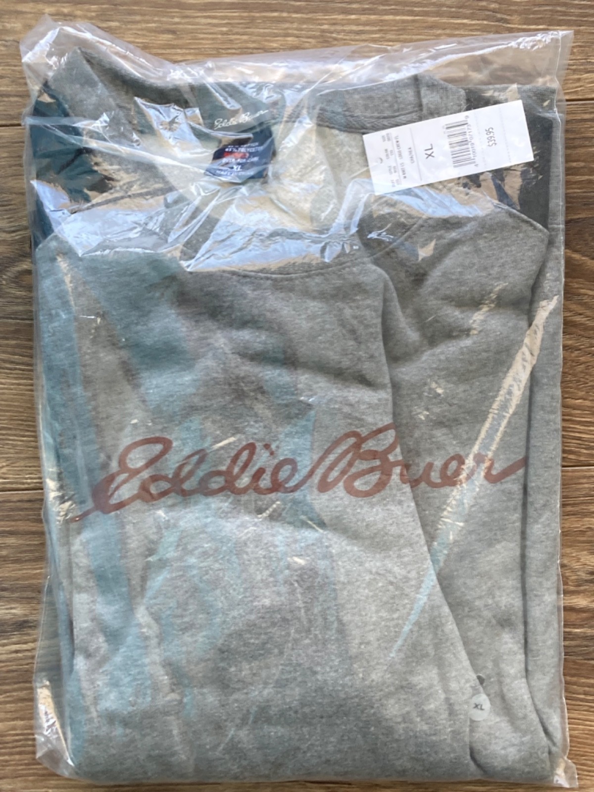 NEW Eddie Bauer Sweatshirt Mens XL Crewneck Pullover Graphic Spellout GRAY 2 TON